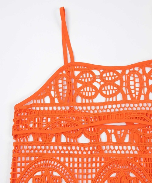 miette（ミエット）の「ﾊﾞｯｸﾍﾞﾙﾄﾚｰｽｷｬﾐｿｰﾙﾜﾝﾋﾟｰｽ（ワンピース・レディース・オレンジ/ブラック/ブルー・FREE）」の7枚目の写真