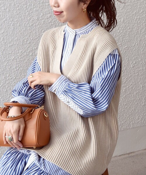 SHIPS any(シップス エニィ)の「SHIPS any:〈手洗い可能〉オーバーダイ ベスト◇(ベスト・レディース・ネイビー/オレンジ/ベージュ・ONE SIZE)」の8枚目の写真