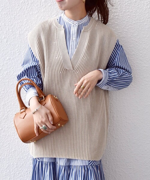 SHIPS any(シップス エニィ)の「SHIPS any:〈手洗い可能〉オーバーダイ ベスト◇(ベスト・レディース・ネイビー/オレンジ/ベージュ・ONE SIZE)」の19枚目の写真