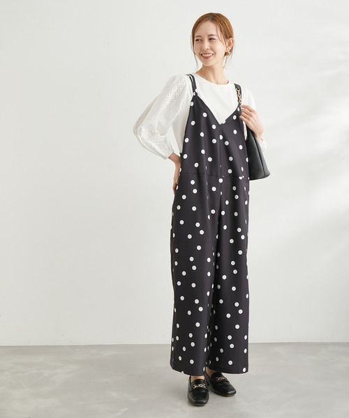 ROPE' PICNIC（ロペピクニック）の「【WEB限定】ドット柄オールインワン（サロペット/オーバーオール・レディース・ブラック系その他/グレー系その他・38）」の7枚目の写真