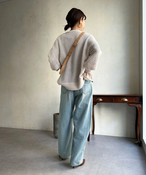 DouDou(ドゥドゥ)の「【WEB限定】メッシュプルオーバー(Tシャツ/カットソー・レディース・オフホワイト/ライトグリーン/グレイッシュベージュ・FREE)」の8枚目の写真