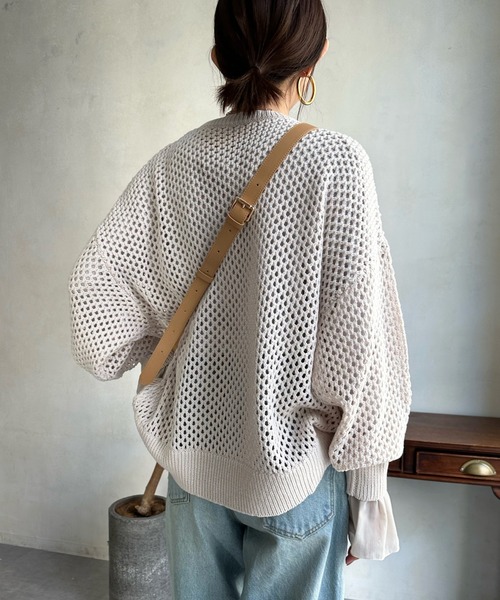 新品　Dou Dou 【WEB限定】 ネップメッシュプルオーバー　オフホワイト WEB限定】メッシュプルオーバー（Tシャツ/カットソー）｜DouDou