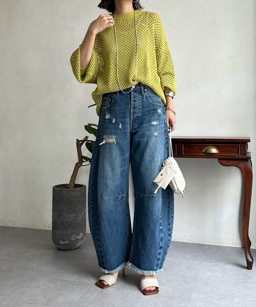 DouDou(ドゥドゥ)の「【WEB限定】メッシュプルオーバー(Tシャツ/カットソー・レディース・オフホワイト/ライトグリーン/グレイッシュベージュ・FREE)」の16枚目の写真