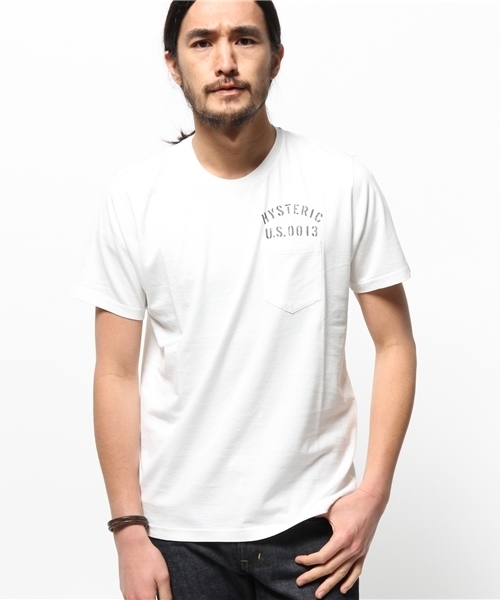 HYSTERIC GLAMOUR（ヒステリックグラマー）の「TRANS LOVE ACADEMY pt ポケ付T-SH（Tシャツ/カットソー・メンズ・ホワイト/イエロー/ネイビー/チャコールグレー・MEDIUM/LARGE/SMALL）」の2枚目の写真