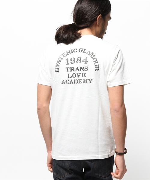 HYSTERIC GLAMOUR（ヒステリックグラマー）の「TRANS LOVE ACADEMY pt ポケ付T-SH（Tシャツ/カットソー・メンズ・ホワイト/イエロー/ネイビー/チャコールグレー・MEDIUM/LARGE/SMALL）」の8枚目の写真