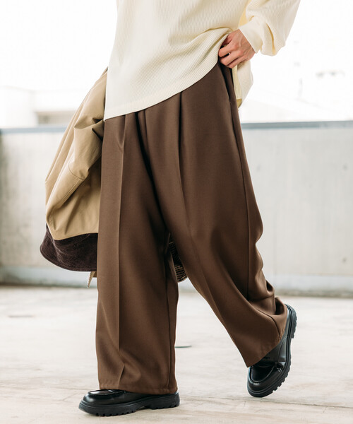 FREAK'S STORE(フリークスストア)の「限定展開 ワイドシルエット スタプレツイル イージースラックス/ワイドスラックス(スラックス・メンズ・ネイビー/ブラック/チャコールグレー/ブラウン・LARGE/SMALL/MEDIUM)」の7枚目の写真