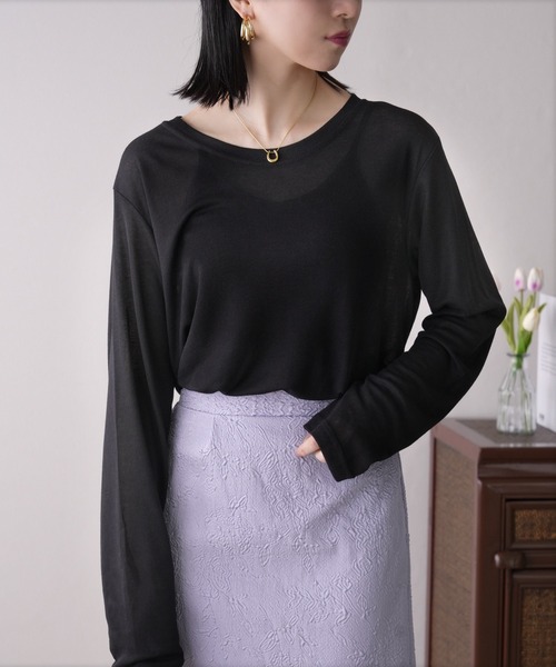 IAMUSE（アイアミューズ）の「シアーゆるトップス S0903【IAMUSE】（Tシャツ/カットソー・レディース・ブラック/ホワイト・FREE）」の20枚目の写真