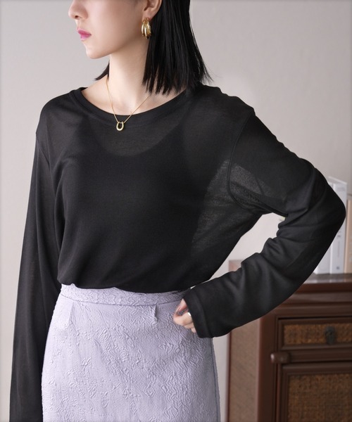 IAMUSE（アイアミューズ）の「シアーゆるトップス S0903【IAMUSE】（Tシャツ/カットソー・レディース・ブラック/ホワイト・FREE）」の21枚目の写真