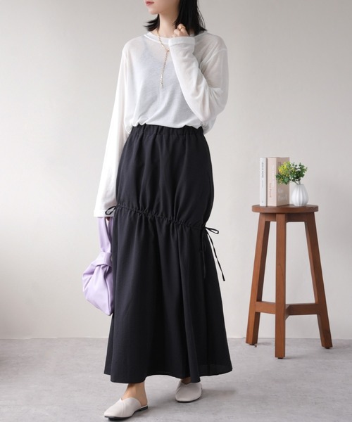 IAMUSE（アイアミューズ）の「シアーゆるトップス S0903【IAMUSE】（Tシャツ/カットソー・レディース・ブラック/ホワイト・FREE）」の4枚目の写真