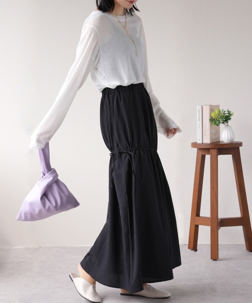 IAMUSE（アイアミューズ）の「シアーゆるトップス S0903【IAMUSE】（Tシャツ/カットソー・レディース・ブラック/ホワイト・FREE）」の5枚目の写真