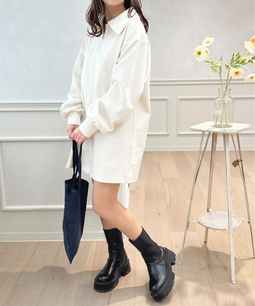 apres jour（アプレジュール）の「カットポロミニワンピース【ZOZOTOWN限定アイテム】（ワンピース・レディース・グレイッシュベージュ/ブラック系その他/アイボリー・X-LARGE/フリー）」の9枚目の写真