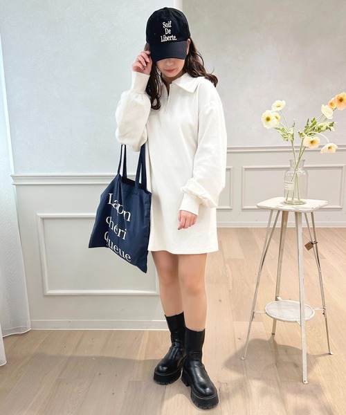 apres jour（アプレジュール）の「カットポロミニワンピース【ZOZOTOWN限定アイテム】（ワンピース・レディース・グレイッシュベージュ/ブラック系その他/アイボリー・X-LARGE/フリー）」の8枚目の写真