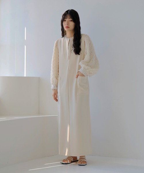 hellam（へラム）の「スキッパージャンパースカート（ジャンパースカート・レディース・グレー/ブラック/グリーン/アイボリー・FREE）」の2枚目の写真