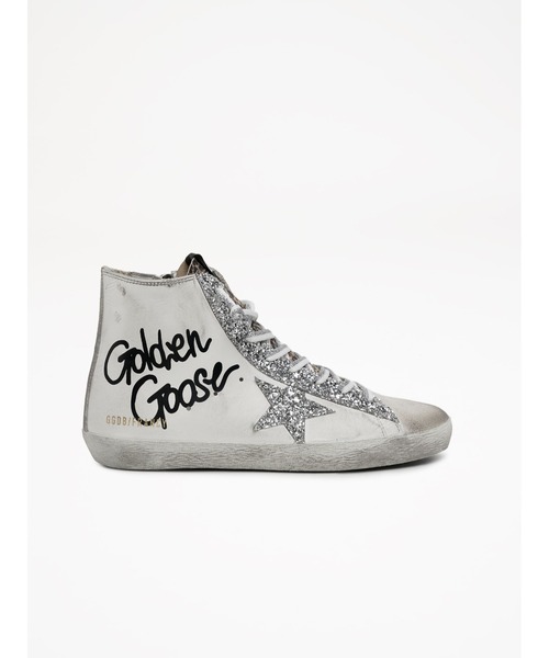 GOLDEN GOOSE Francy sneakers white leatherleopard print tongueglitter