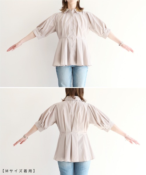 reca（レカ）の「ウエストタックシャツ（シャツ/ブラウス・レディース・グレイッシュベージュ/オフホワイト/ブラック・M/L）」の15枚目の写真