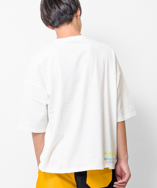 KANGOL KIDS(カンゴールキッズ)の「KANGOL 別注蛍光シリコンプリントスーパービッグTシャツ(Tシャツ/カットソー・キッズ・ブラック/オフホワイト/ライトグレー・120/130/140/150)」の4枚目の写真
