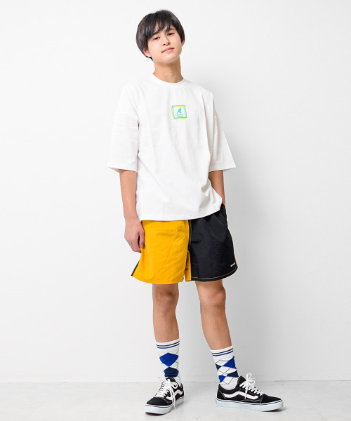 KANGOL KIDS(カンゴールキッズ)の「KANGOL 別注蛍光シリコンプリントスーパービッグTシャツ(Tシャツ/カットソー・キッズ・ブラック/オフホワイト/ライトグレー・120/130/140/150)」の5枚目の写真