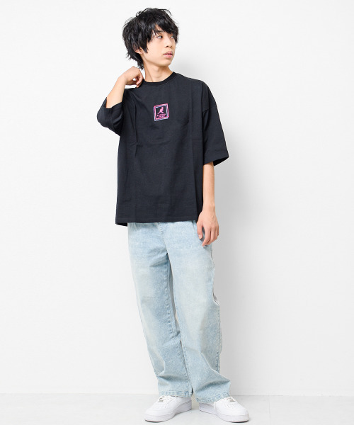 KANGOL KIDS(カンゴールキッズ)の「KANGOL 別注蛍光シリコンプリントスーパービッグTシャツ(Tシャツ/カットソー・キッズ・ブラック/オフホワイト/ライトグレー・120/130/140/150)」の7枚目の写真