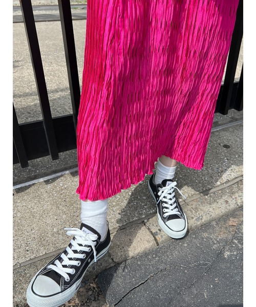 WC（ダブル シー）の「クリンクルサテンロングスカート（スカート・レディース・ピンク/グリーン/ブラック/レッド・FREE）」の7枚目の写真