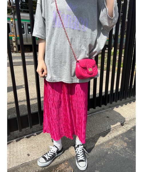 WC（ダブル シー）の「クリンクルサテンロングスカート（スカート・レディース・ピンク/グリーン/ブラック/レッド・FREE）」の10枚目の写真