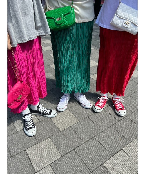 WC（ダブル シー）の「クリンクルサテンロングスカート（スカート・レディース・ピンク/グリーン/ブラック/レッド・FREE）」の17枚目の写真