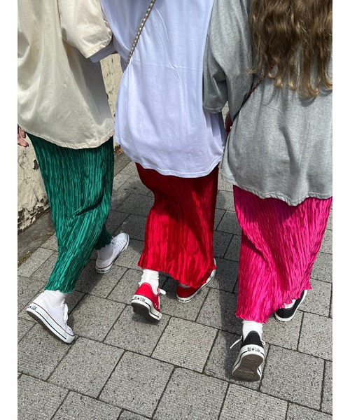 WC（ダブル シー）の「クリンクルサテンロングスカート（スカート・レディース・ピンク/グリーン/ブラック/レッド・FREE）」の20枚目の写真