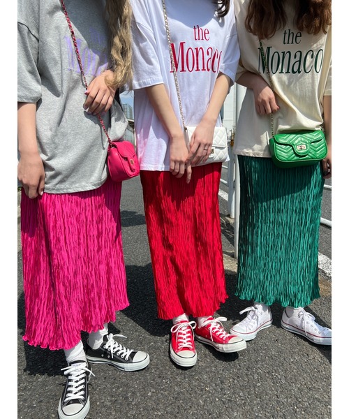 WC（ダブル シー）の「クリンクルサテンロングスカート（スカート・レディース・ピンク/グリーン/ブラック/レッド・FREE）」の21枚目の写真