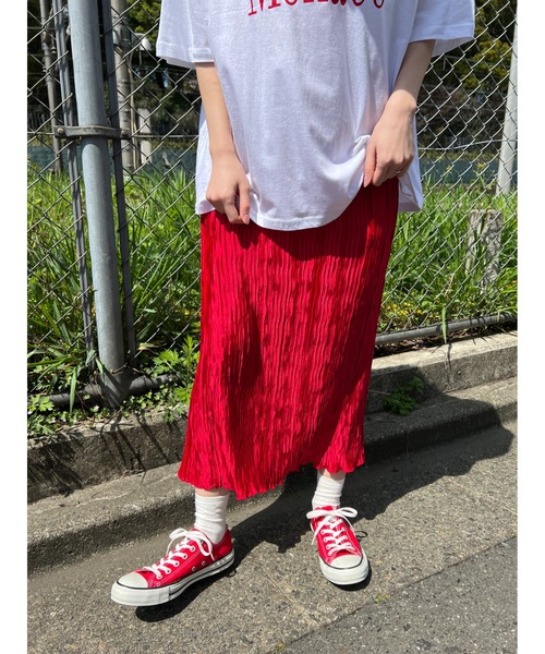 WC（ダブル シー）の「クリンクルサテンロングスカート（スカート・レディース・ピンク/グリーン/ブラック/レッド・FREE）」の12枚目の写真