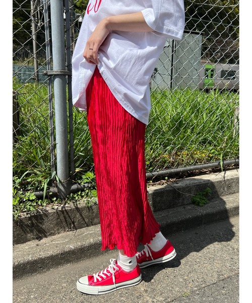 WC（ダブル シー）の「クリンクルサテンロングスカート（スカート・レディース・ピンク/グリーン/ブラック/レッド・FREE）」の13枚目の写真