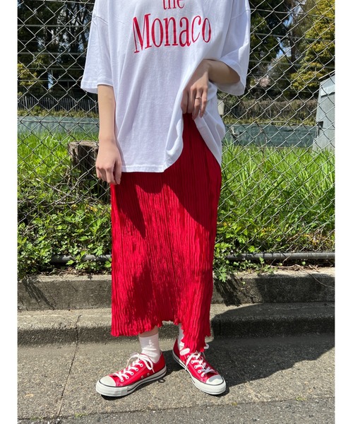 WC（ダブル シー）の「クリンクルサテンロングスカート（スカート・レディース・ピンク/グリーン/ブラック/レッド・FREE）」の14枚目の写真