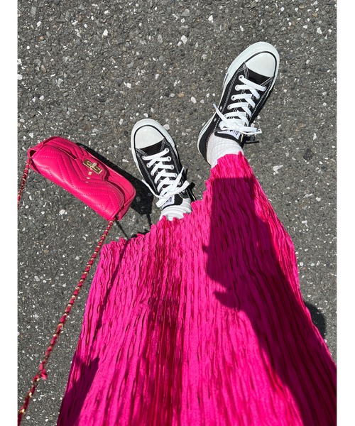 WC（ダブル シー）の「クリンクルサテンロングスカート（スカート・レディース・ピンク/グリーン/ブラック/レッド・FREE）」の11枚目の写真