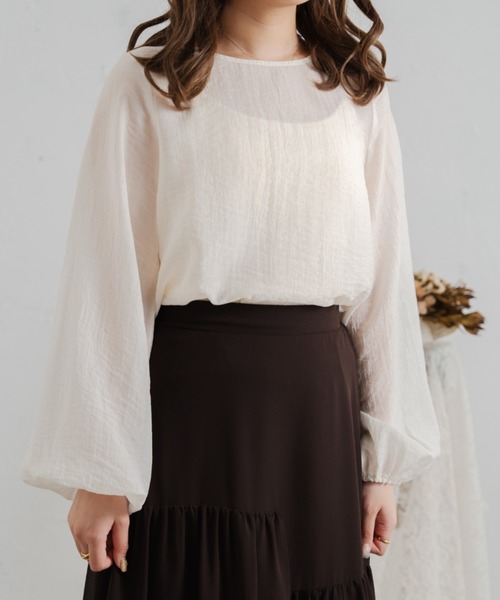 Ambre Neige(アンブルネージュ)の「袖ボリュームシアートップス/【WEB/EC限定商品】(シャツ/ブラウス・レディース・ライトグリーン/ベージュ/アイボリー・FREE)」の4枚目の写真