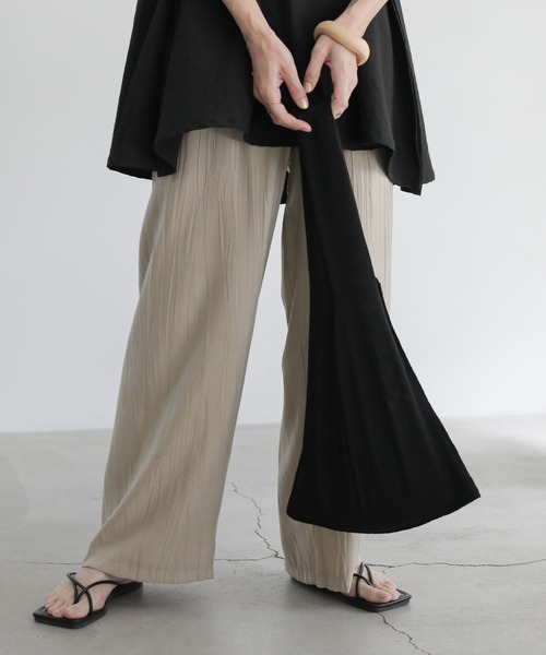 select MOCA（セレクトモカ）の「タックプリーツストライプハンドバッグ（ハンドバッグ・レディース・ベージュ系その他/ブラック・FREE）」の10枚目の写真