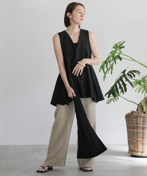 select MOCA（セレクトモカ）の「タックプリーツストライプハンドバッグ（ハンドバッグ・レディース・ベージュ系その他/ブラック・FREE）」の9枚目の写真