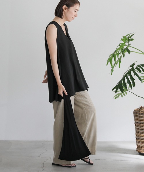 select MOCA（セレクトモカ）の「タックプリーツストライプハンドバッグ（ハンドバッグ・レディース・ベージュ系その他/ブラック・FREE）」の3枚目の写真