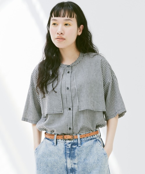 Libra Cue（リブラ キュー）の「ギンガムチェックフライヨークシャツ（シャツ/ブラウス・レディース・ブラック・FREE）」の13枚目の写真