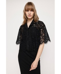 SLY | SCALLOP LACE CROP SH スカラップ レース クロップド丈 シャツ 透け シアー(シャツ/ブラウス)