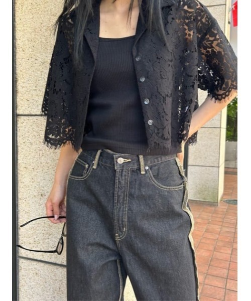 SLY（スライ）の「SCALLOP LACE CROP SH スカラップ レース