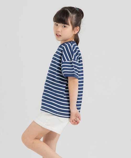 chil2（チルツー）の「コットン100％ ボーダーTシャツ（Tシャツ/カットソー・キッズ・ネイビー/オレンジ/ラベンダー/イエロー/グリーン/サックスブルー・80ｃｍ/90cm/100cm/110cm/120cm/130cm/140cm/150cm）」の18枚目の写真