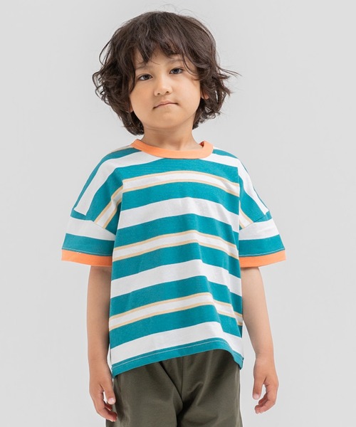 chil2（チルツー）の「コットン100％ ボーダーTシャツ（Tシャツ/カットソー・キッズ・ネイビー/オレンジ/ラベンダー/イエロー/グリーン/サックスブルー・80ｃｍ/90cm/100cm/110cm/120cm/130cm/140cm/150cm）」の17枚目の写真