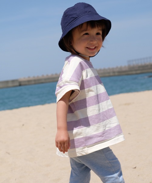 chil2（チルツー）の「コットン100％ ボーダーTシャツ（Tシャツ/カットソー・キッズ・ネイビー/オレンジ/ラベンダー/イエロー/グリーン/サックスブルー・80ｃｍ/90cm/100cm/110cm/120cm/130cm/140cm/150cm）」の8枚目の写真