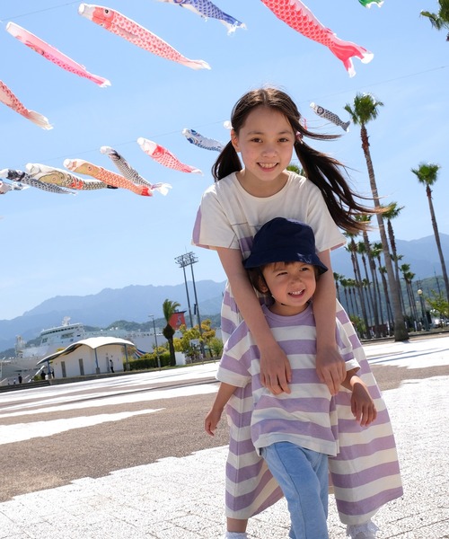 chil2（チルツー）の「コットン100％ ボーダーTシャツ（Tシャツ/カットソー・キッズ・ネイビー/オレンジ/ラベンダー/イエロー/グリーン/サックスブルー・80ｃｍ/90cm/100cm/110cm/120cm/130cm/140cm/150cm）」の10枚目の写真