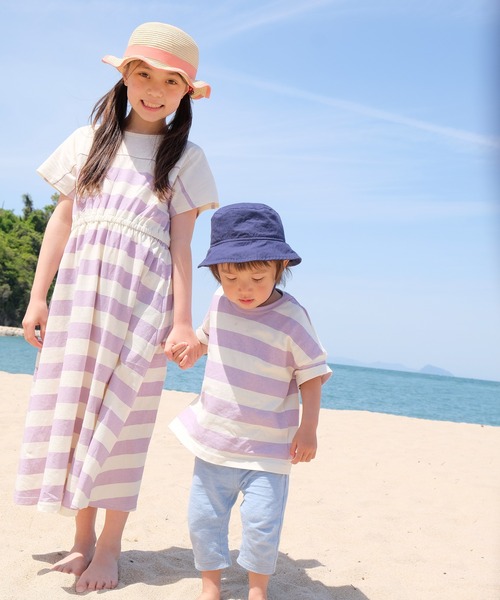 chil2（チルツー）の「コットン100％ ボーダーTシャツ（Tシャツ/カットソー・キッズ・ネイビー/オレンジ/ラベンダー/イエロー/グリーン/サックスブルー・80ｃｍ/90cm/100cm/110cm/120cm/130cm/140cm/150cm）」の11枚目の写真