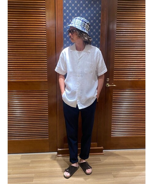 BROOKS BROTHERS（ブルックスブラザーズ）の「アイリッシュリネン ソリッド ショートスリーブオープンカラーシャツ Regular Fit（シャツ/ブラウス・メンズ・ホワイト/ネイビー・LARGE/SMALL/MEDIUM）」の11枚目の写真