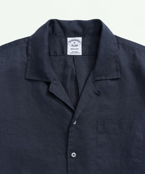 BROOKS BROTHERS（ブルックスブラザーズ）の「アイリッシュリネン ソリッド ショートスリーブオープンカラーシャツ Regular Fit（シャツ/ブラウス・メンズ・ホワイト/ネイビー・LARGE/SMALL/MEDIUM）」の14枚目の写真