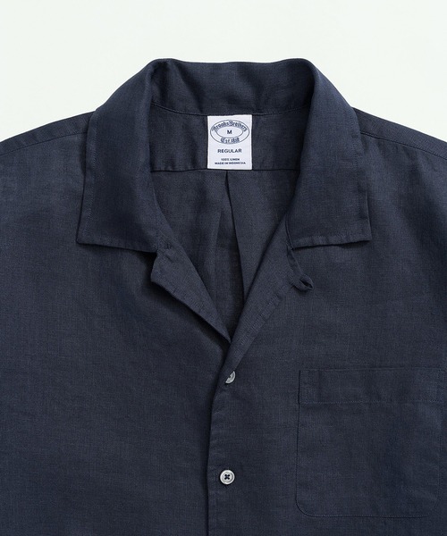BROOKS BROTHERS（ブルックスブラザーズ）の「アイリッシュリネン ソリッド ショートスリーブオープンカラーシャツ Regular Fit（シャツ/ブラウス・メンズ・ホワイト/ネイビー・LARGE/SMALL/MEDIUM）」の17枚目の写真