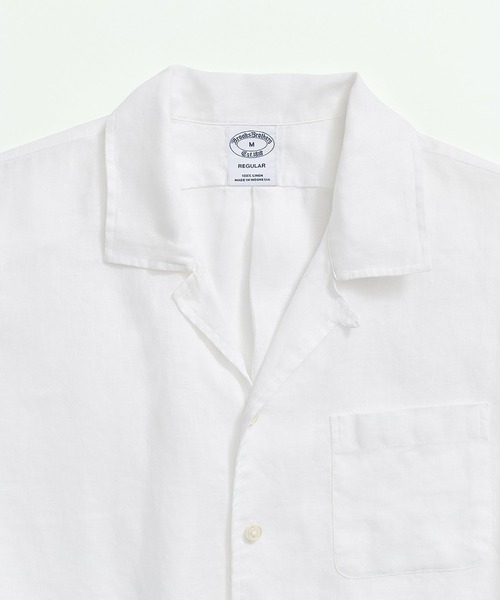 BROOKS BROTHERS（ブルックスブラザーズ）の「アイリッシュリネン ソリッド ショートスリーブオープンカラーシャツ Regular Fit（シャツ/ブラウス・メンズ・ホワイト/ネイビー・LARGE/SMALL/MEDIUM）」の16枚目の写真
