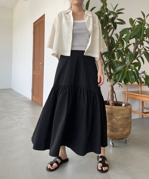 LOWRYS FARM(ローリーズファーム)の「メッシュクロップドシャツSS 907060(シャツ/ブラウス・レディース・アイボリー/ブラック/ブラウン・FREE)」の15枚目の写真