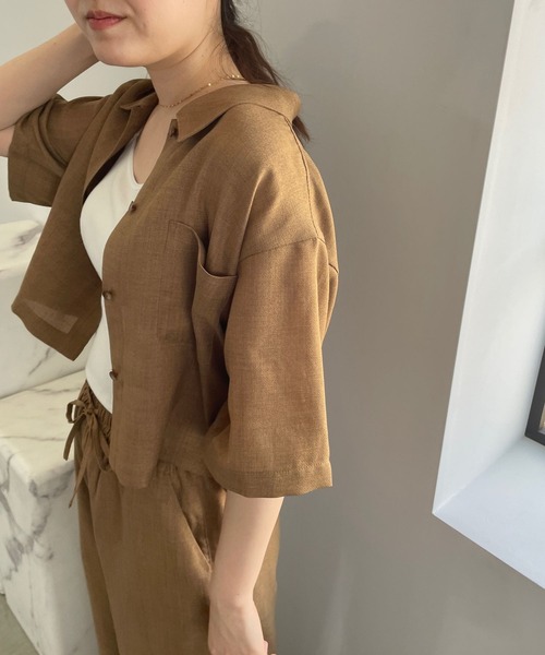 LOWRYS FARM(ローリーズファーム)の「メッシュクロップドシャツSS 907060(シャツ/ブラウス・レディース・アイボリー/ブラック/ブラウン・FREE)」の6枚目の写真