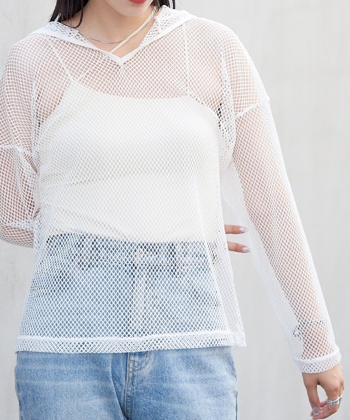 COLONY 2139（コロニートゥーワンスリーナイン）の「カットメッシュフードプルオーバー（パーカー・レディース・ブラック/ブルー/オフホワイト・FREE）」の8枚目の写真